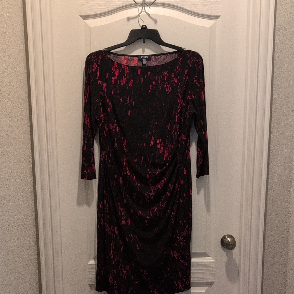 Chico's Black and Red Ruched Sheath Dress